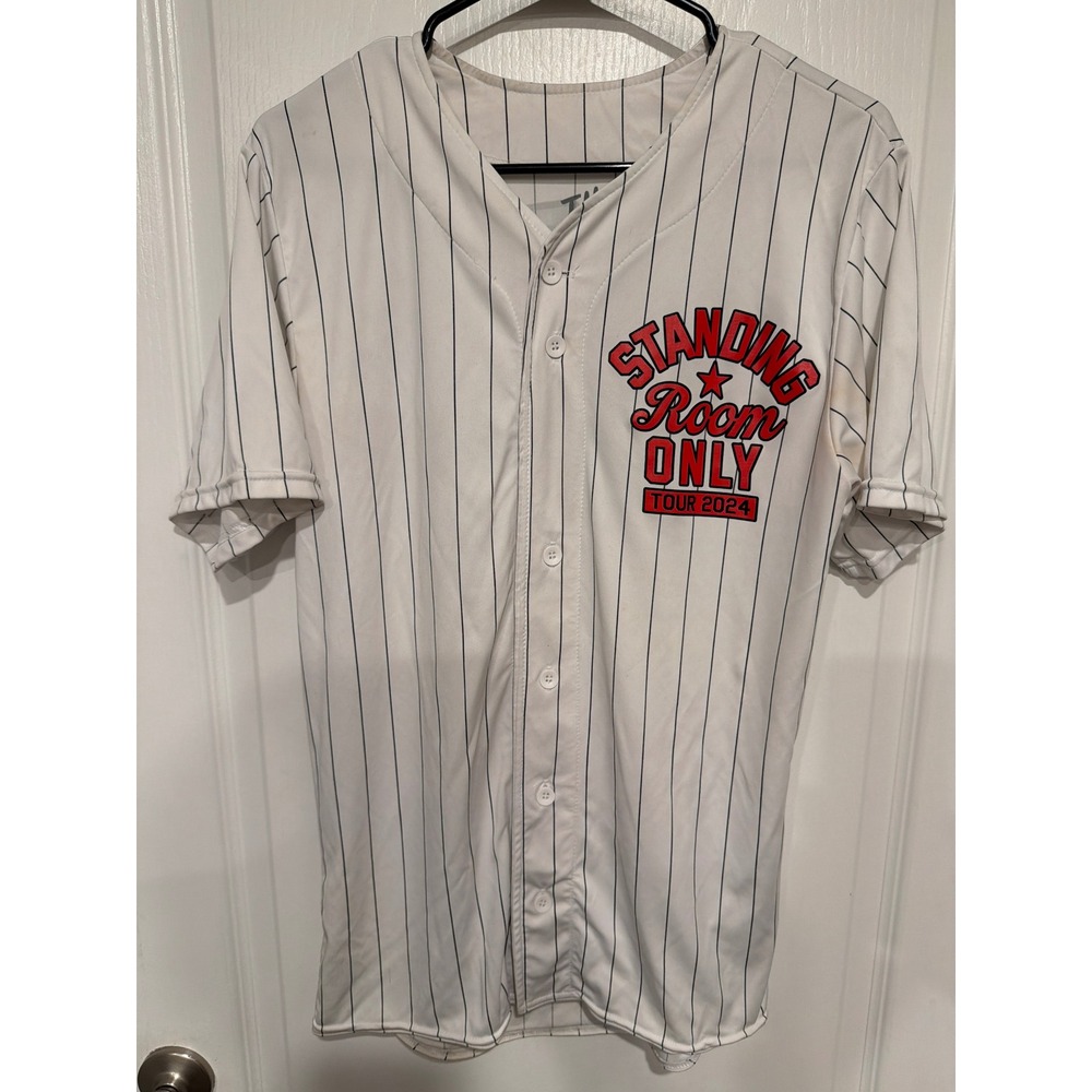 Tim McGraw Standing Room Only Tour 2024 Baseball Jersey Pinstripe White Small